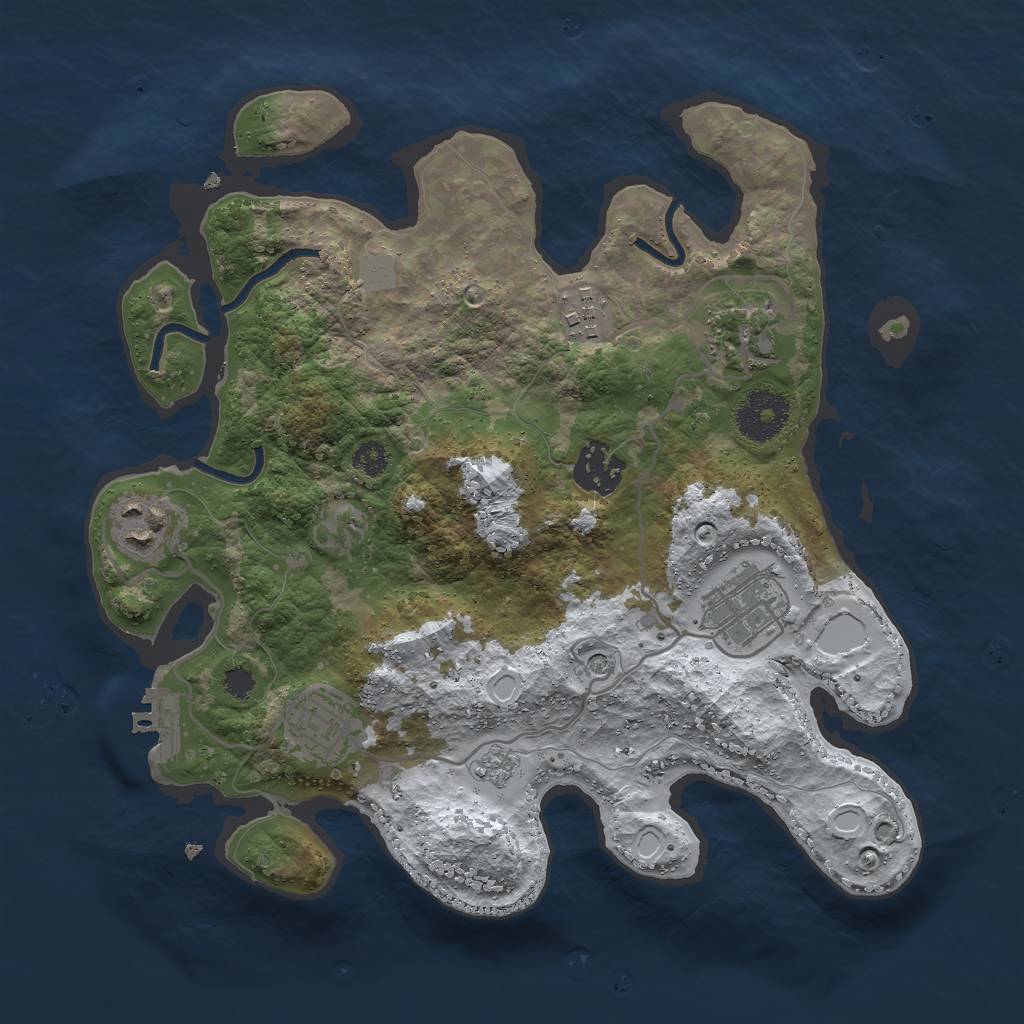 Rust Map: Procedural Map, Size: 3000, Seed: 25989, 14 Monuments