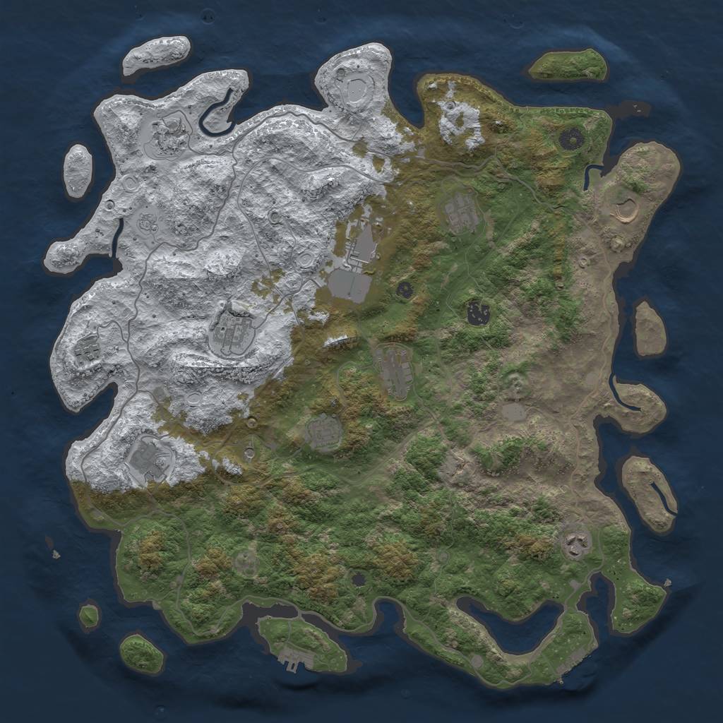 Rust Map: Procedural Map, Size: 4500, Seed: 791251, 20 Monuments