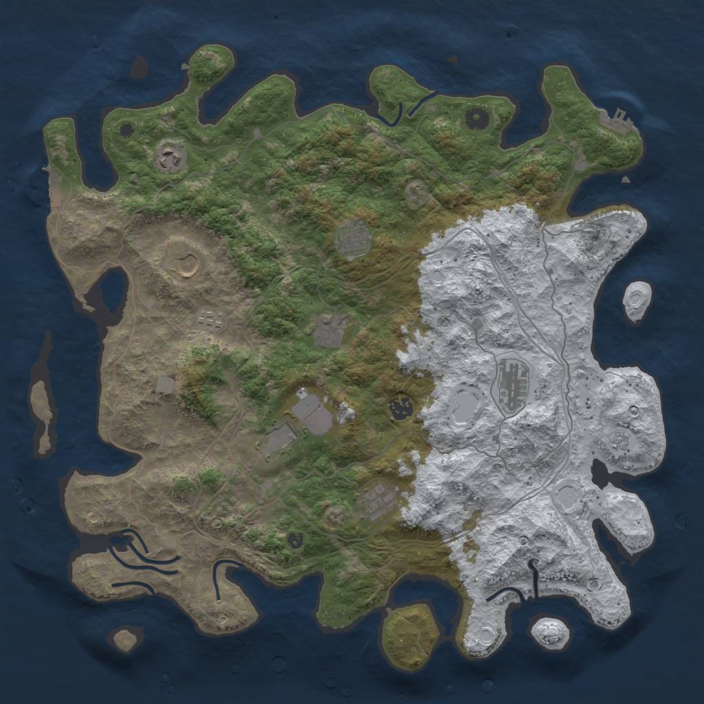 Rust Map: Procedural Map, Size: 4500, Seed: 1227960, 18 Monuments