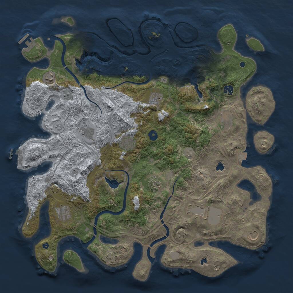 Rust Map: Procedural Map, Size: 4500, Seed: 1767781, 17 Monuments