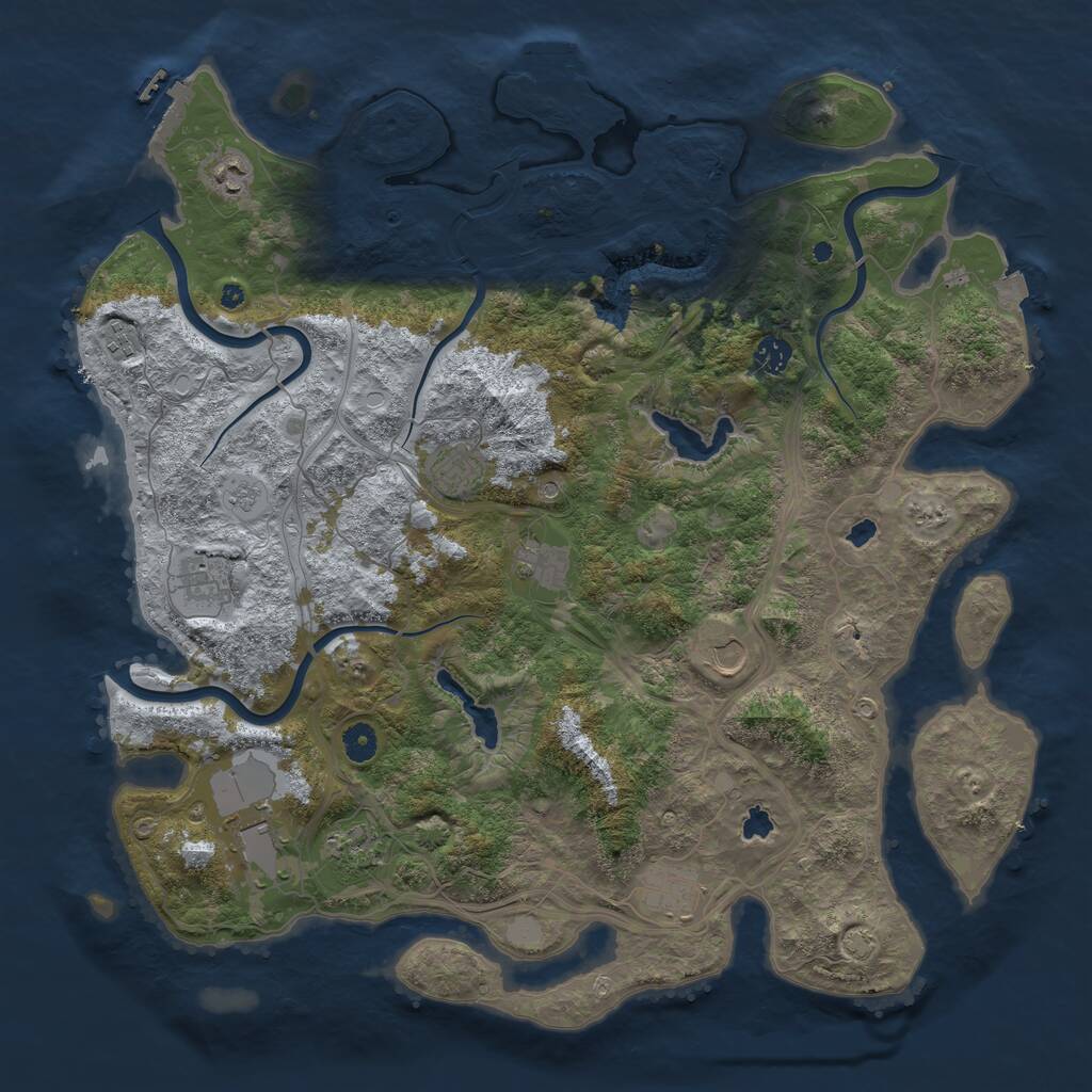 Rust Map: Procedural Map, Size: 4500, Seed: 1412241, 16 Monuments