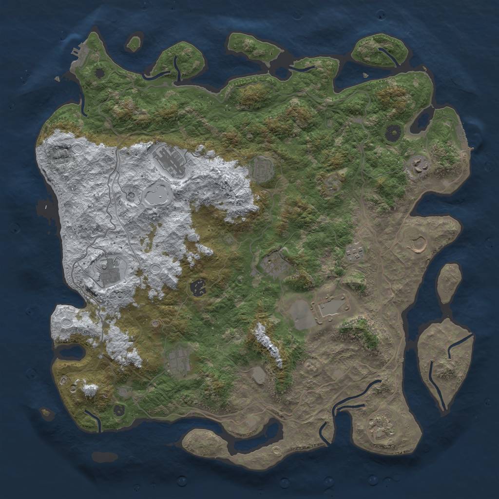 Rust Map: Procedural Map, Size: 4500, Seed: 1412241, 19 Monuments
