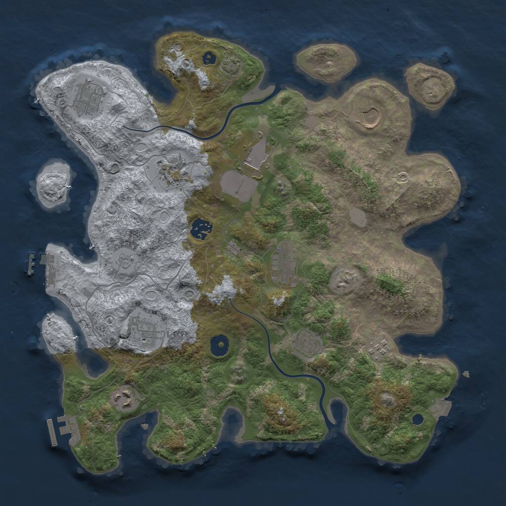 Rust Map: Procedural Map, Size: 3700, Seed: 8541, 16 Monuments