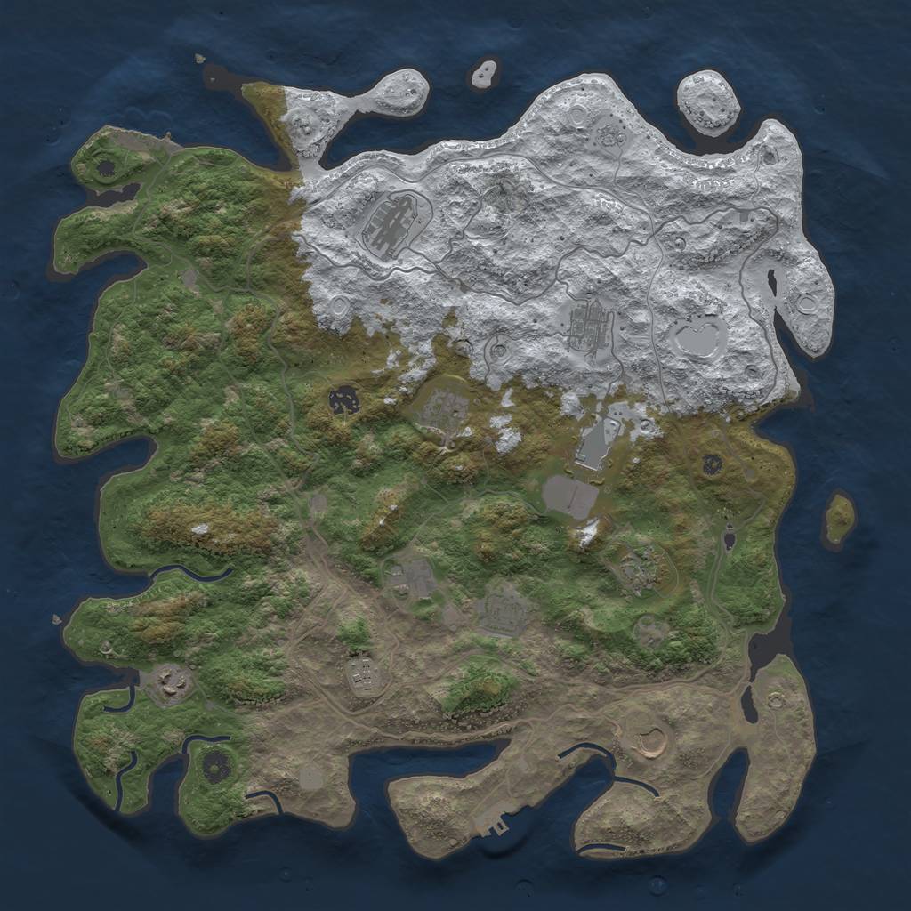 Rust Map: Procedural Map, Size: 4500, Seed: 3954187, 20 Monuments