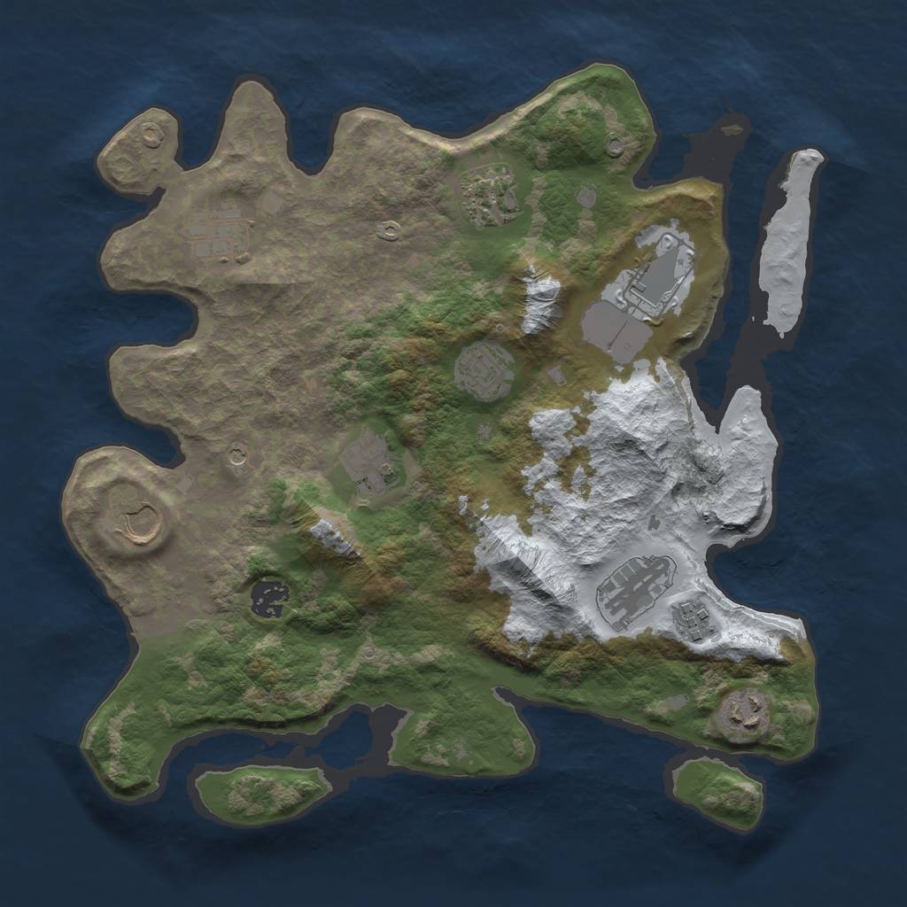 Rust Map: Barren, Size: 3500, Seed: 696969, 13 Monuments