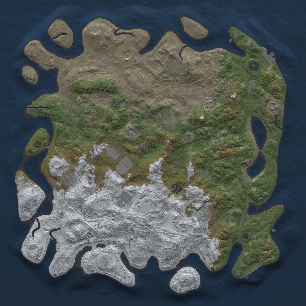 Rust Map: Procedural Map, Size: 4500, Seed: 1672145183, 20 Monuments