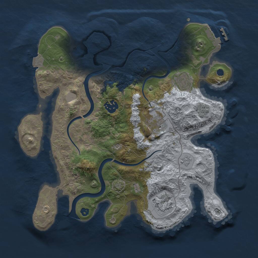 Rust Map: Procedural Map, Size: 3000, Seed: 999164993, 10 Monuments