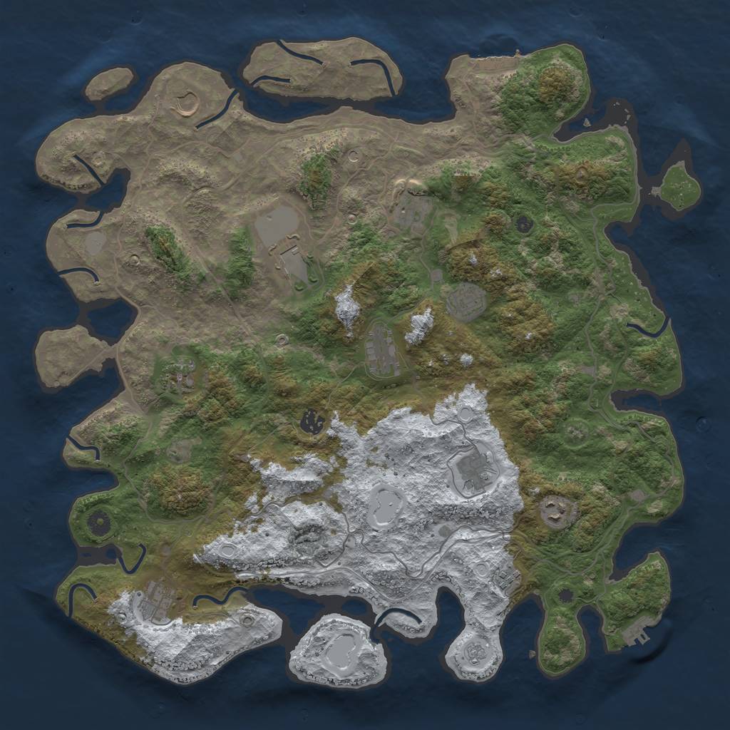 Rust Map: Procedural Map, Size: 4500, Seed: 4142613, 20 Monuments