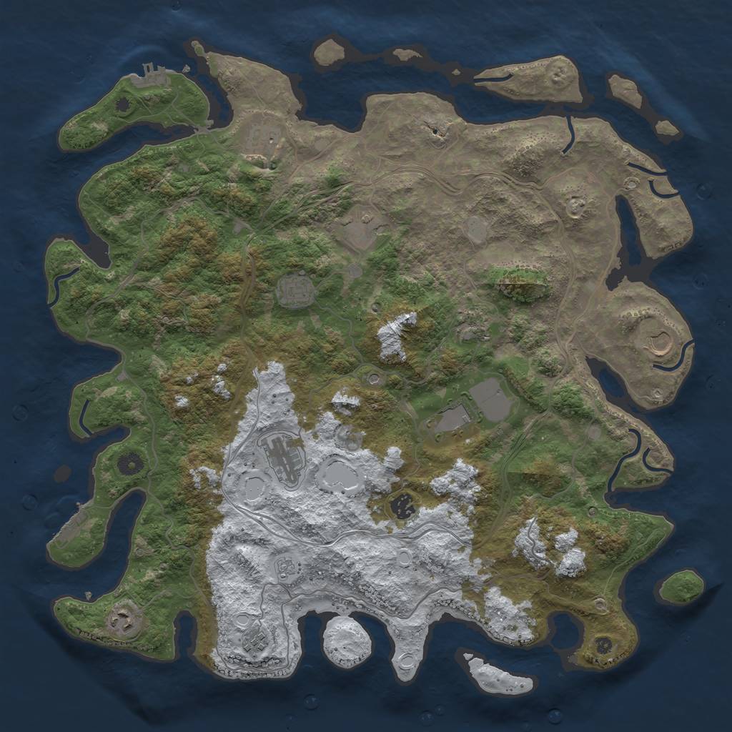 Rust Map: Procedural Map, Size: 4500, Seed: 4758526, 19 Monuments