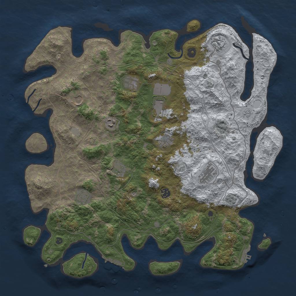 Rust Map: Procedural Map, Size: 4500, Seed: 9281623, 20 Monuments
