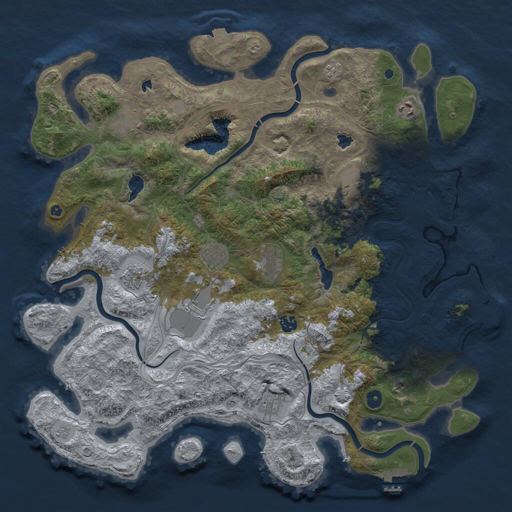 Rust Map: Procedural Map, Size: 4500, Seed: 2527765, 16 Monuments