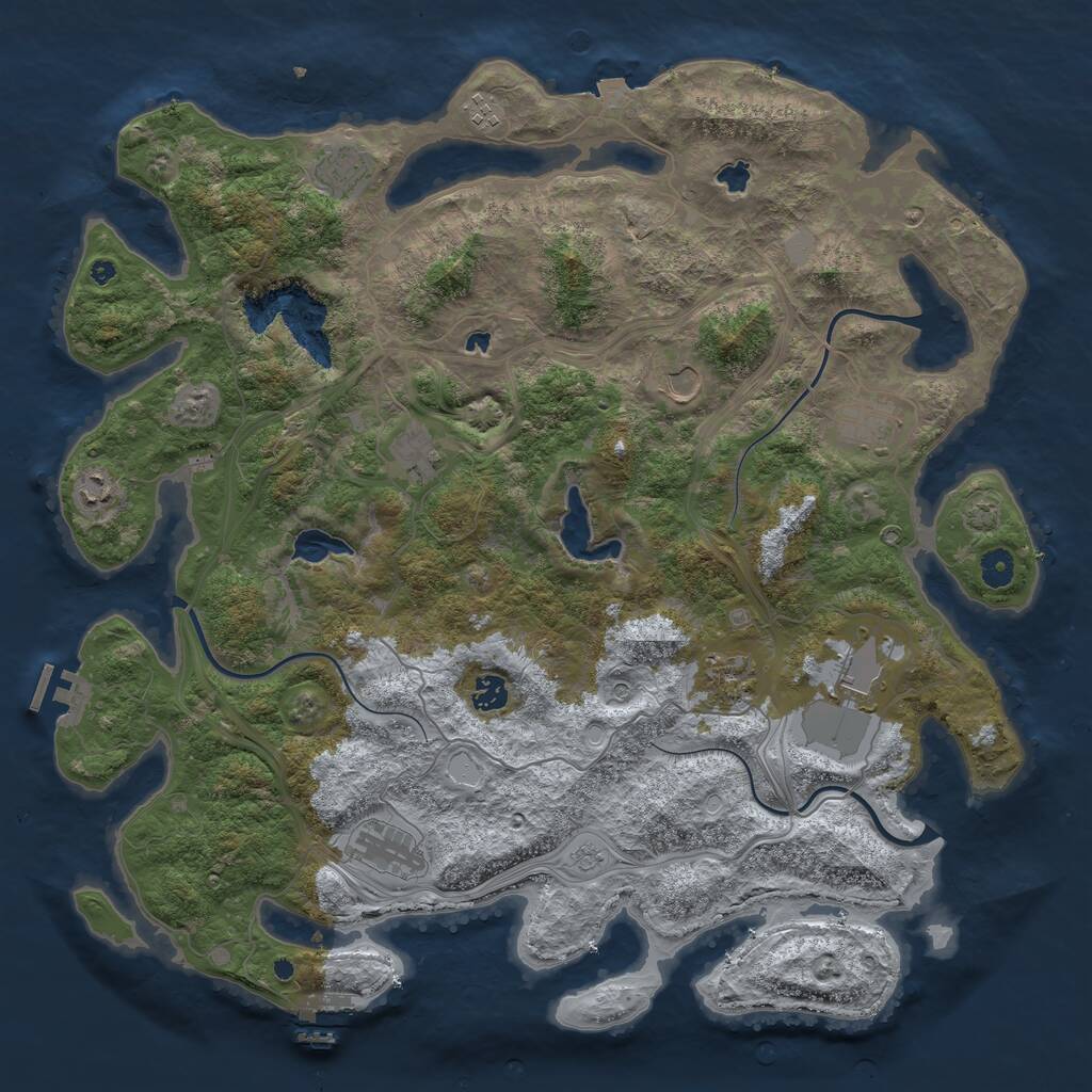 Rust Map: Procedural Map, Size: 4500, Seed: 5657819, 16 Monuments