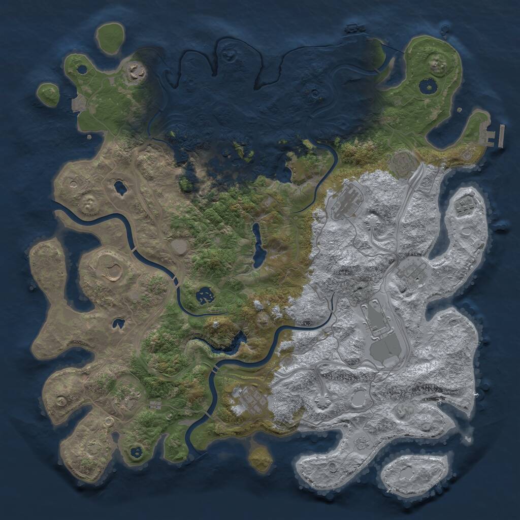Rust Map: Procedural Map, Size: 4500, Seed: 4704340, 17 Monuments