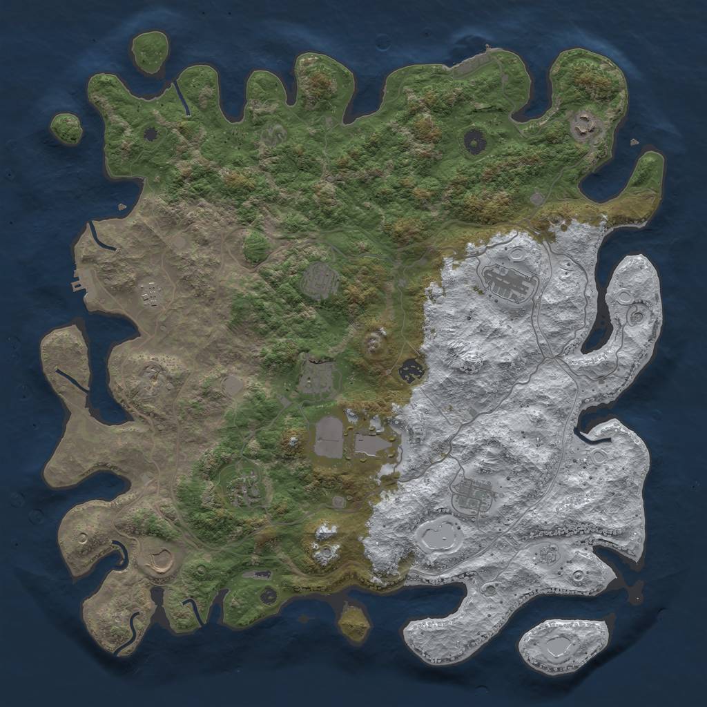 Rust Map: Procedural Map, Size: 4500, Seed: 4704340, 19 Monuments