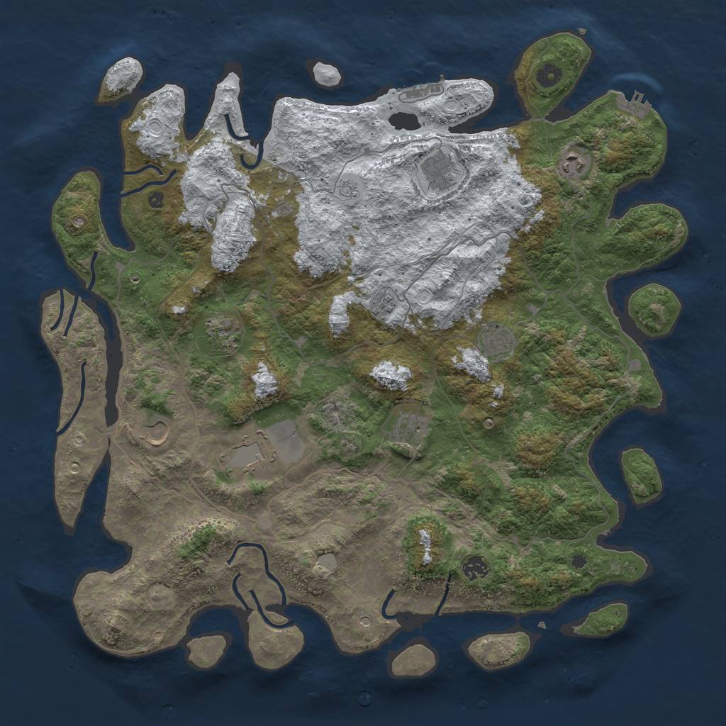 Rust Map: Procedural Map, Size: 4500, Seed: 1417511, 18 Monuments