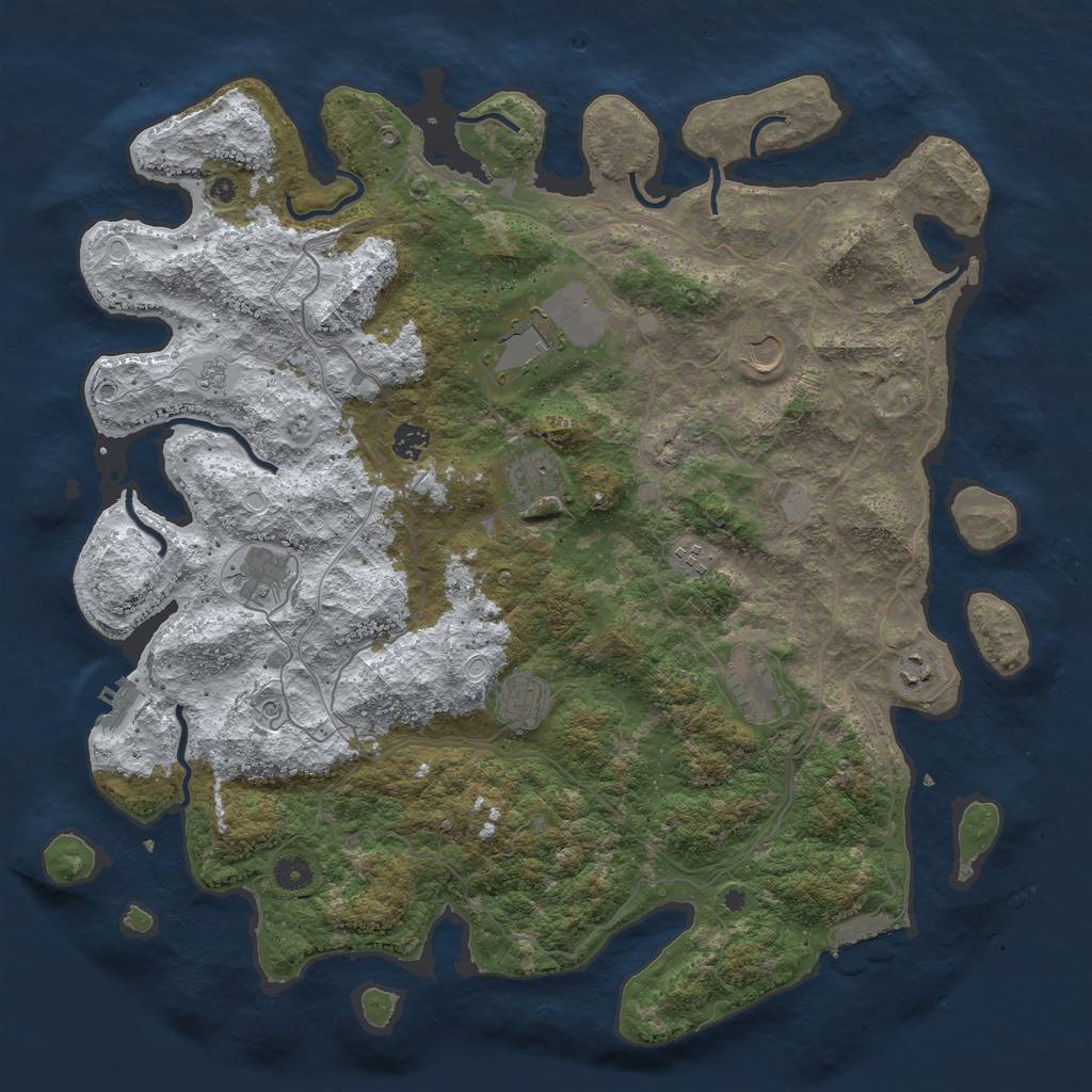 Rust Map: Procedural Map, Size: 4500, Seed: 816364, 18 Monuments