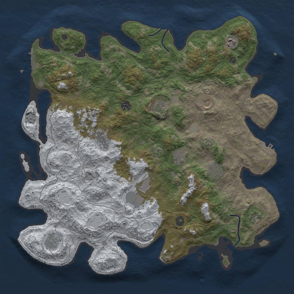 Rust Map: Procedural Map, Size: 4500, Seed: 3648630, 20 Monuments