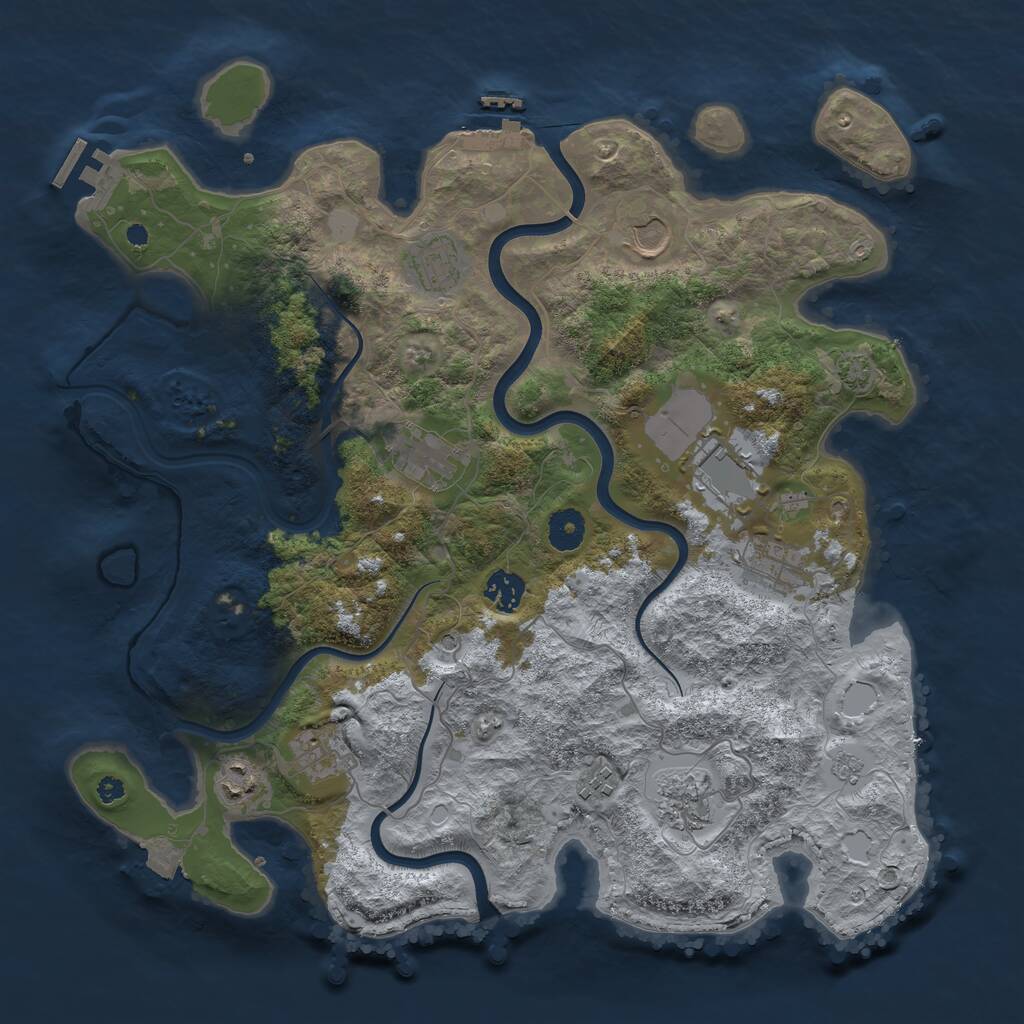 Rust Map: Procedural Map, Size: 3850, Seed: 948180675, 16 Monuments
