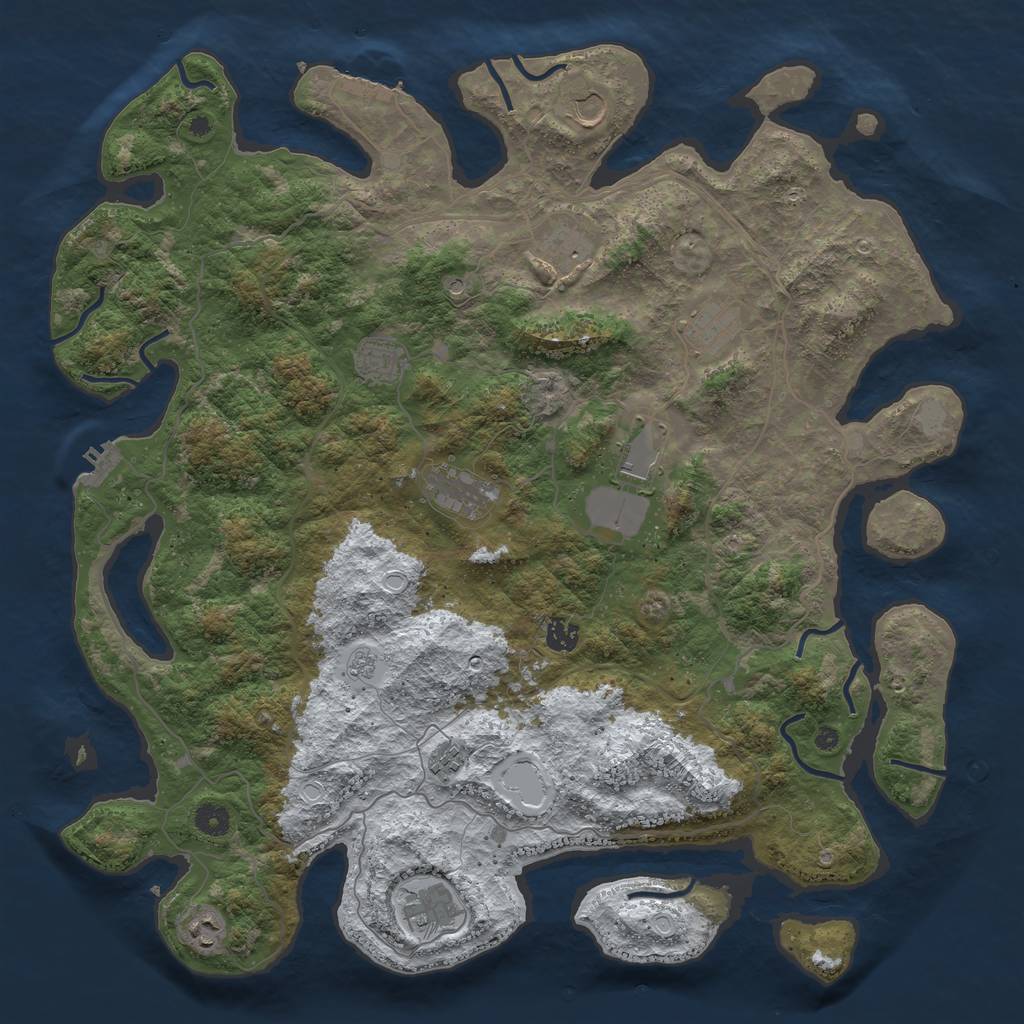 Rust Map: Procedural Map, Size: 4500, Seed: 712925, 19 Monuments