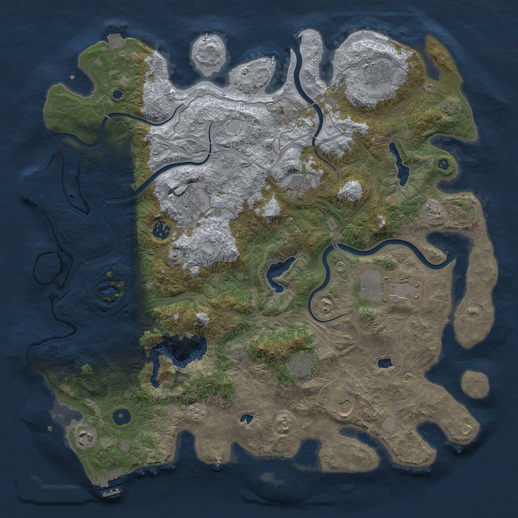 Rust Map: Procedural Map, Size: 4500, Seed: 5621436, 15 Monuments
