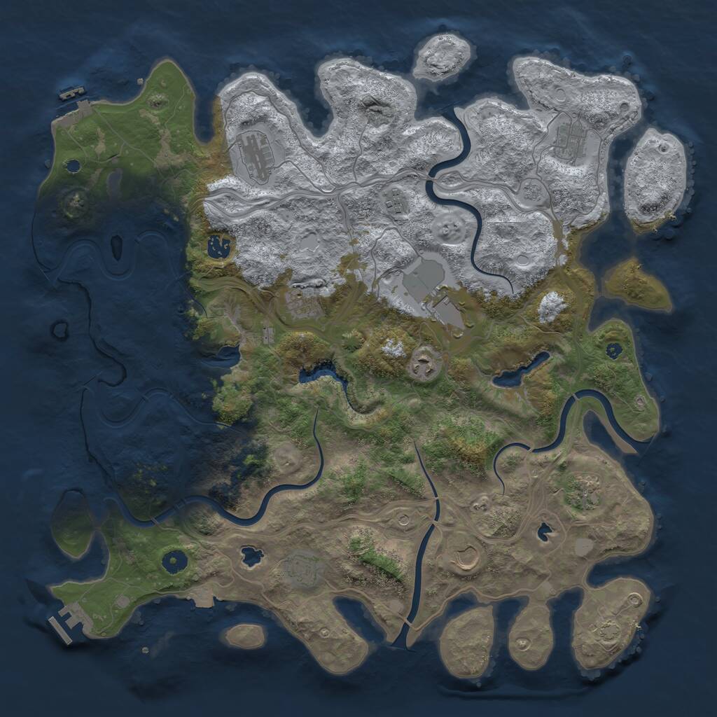 Rust Map: Procedural Map, Size: 4500, Seed: 4143195, 16 Monuments