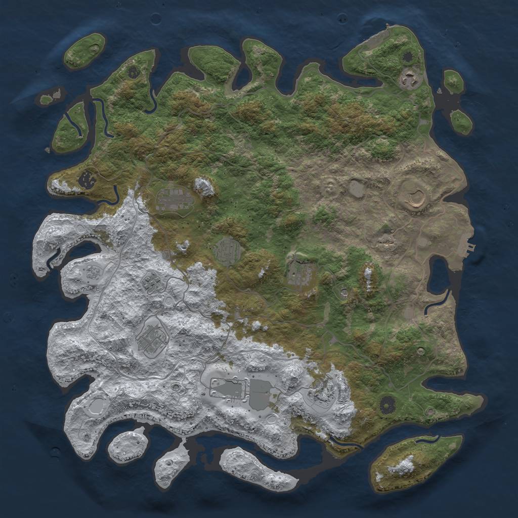 Rust Map: Procedural Map, Size: 4500, Seed: 667011, 19 Monuments