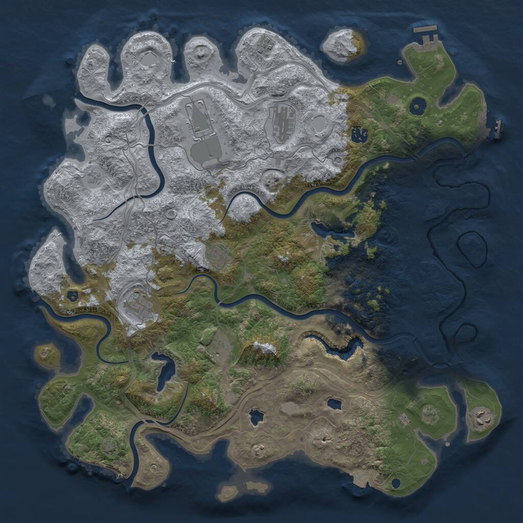 Rust Map: Procedural Map, Size: 4500, Seed: 3739779, 14 Monuments