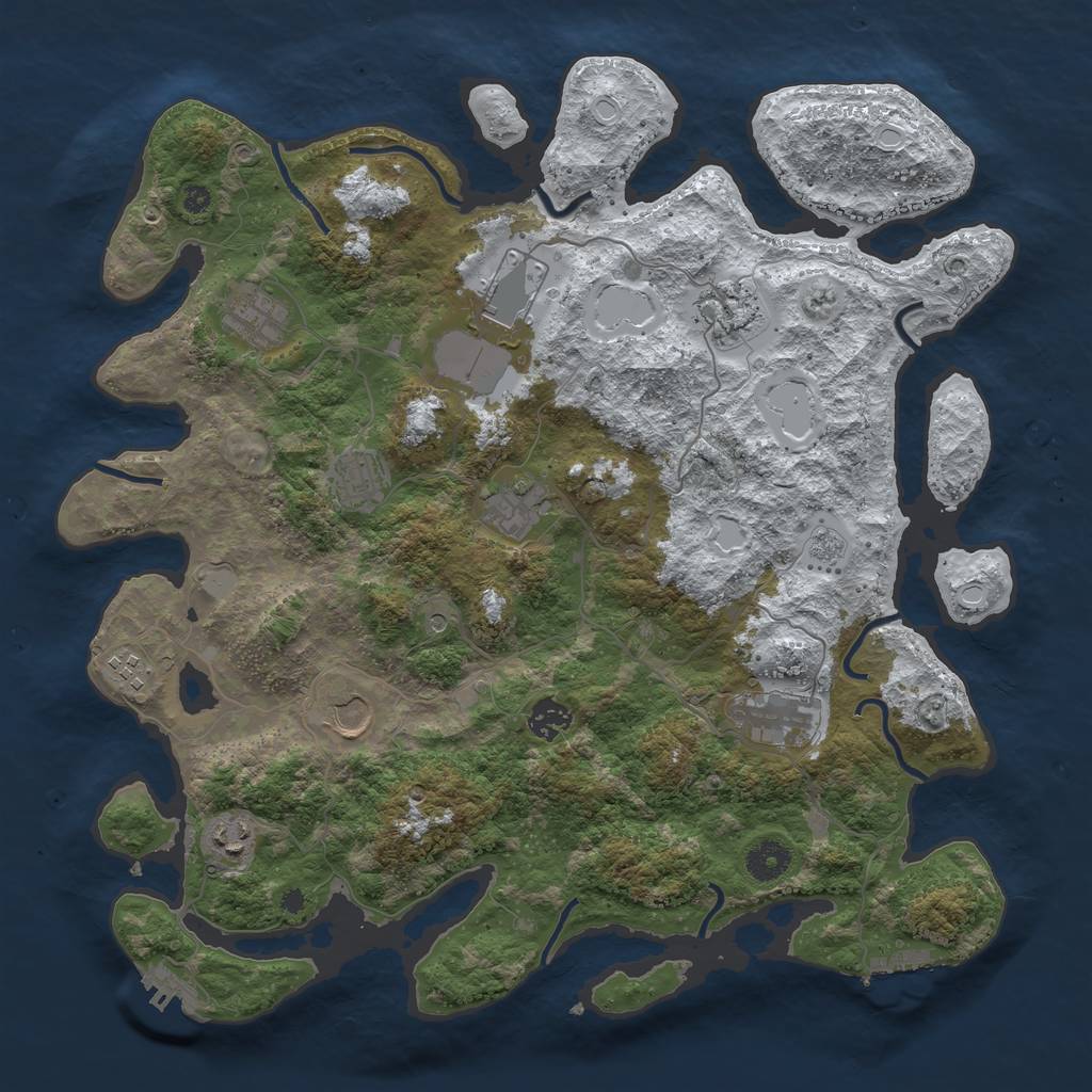 Rust Map: Procedural Map, Size: 3950, Seed: 1386895866, 19 Monuments