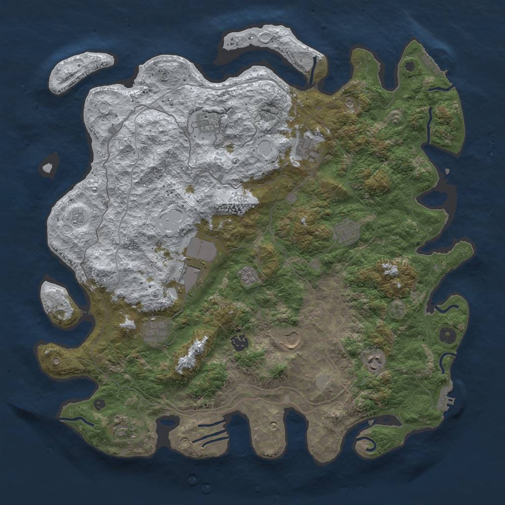 Rust Map: Procedural Map, Size: 4500, Seed: 780095001, 19 Monuments