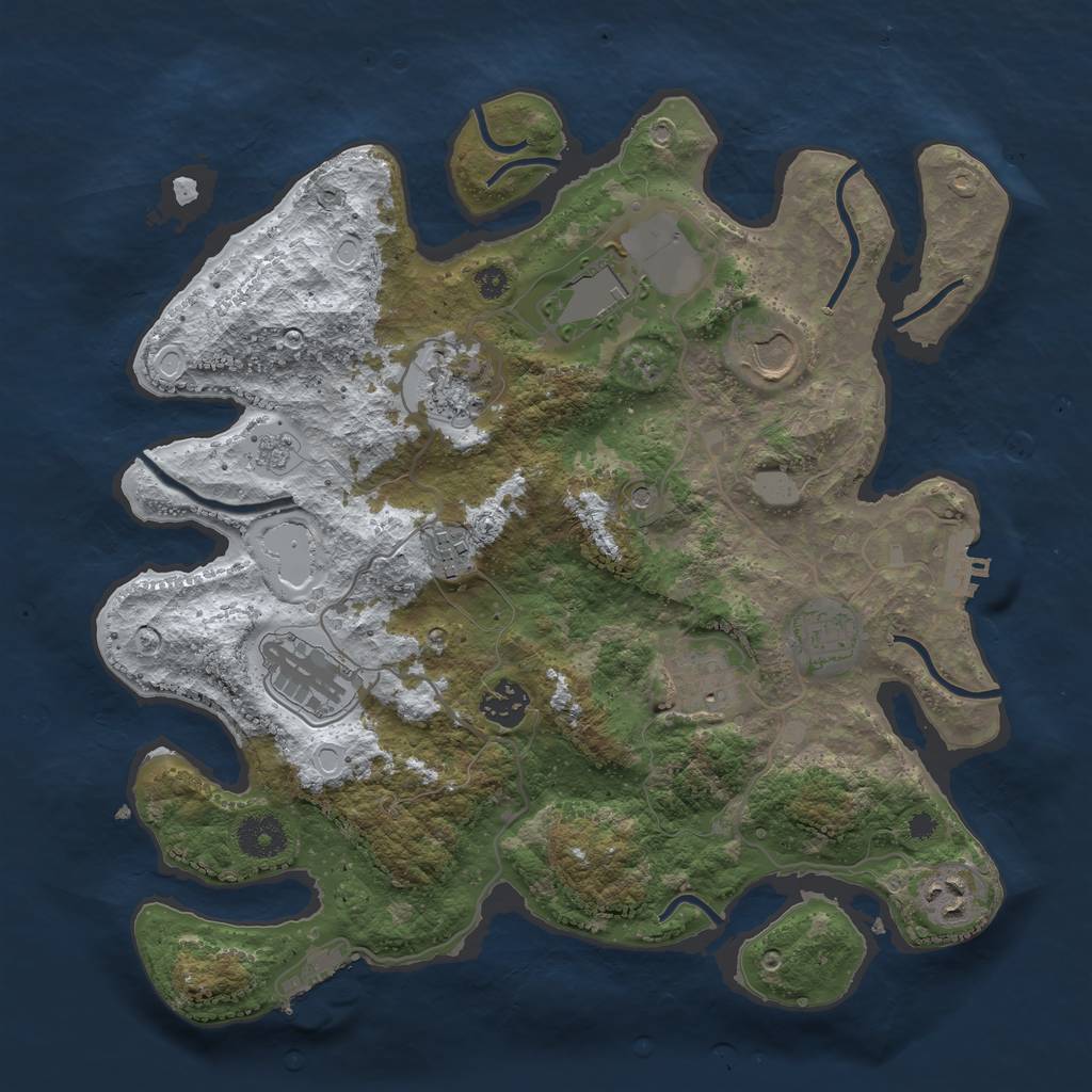 Rust Map: Procedural Map, Size: 3500, Seed: 506138, 18 Monuments