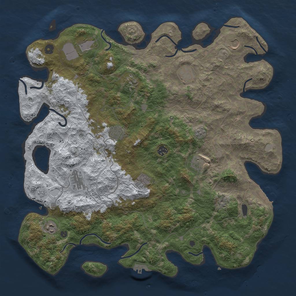 Rust Map: Procedural Map, Size: 4500, Seed: 406926698, 20 Monuments