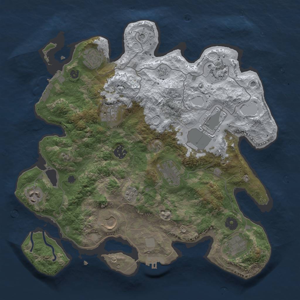 Rust Map: Procedural Map, Size: 3500, Seed: 349515, 19 Monuments