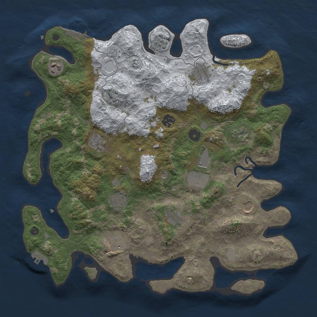 Rust Map: Procedural Map, Size: 3950, Seed: 1979176556, 20 Monuments