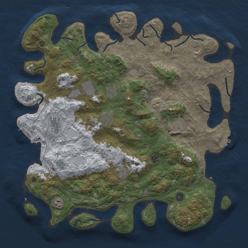Rust Map: Procedural Map, Size: 4500, Seed: 2737181, 19 Monuments