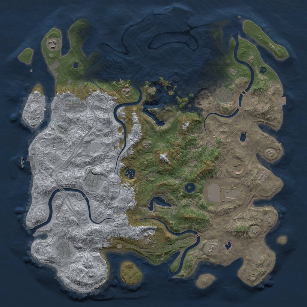 Rust Map: Procedural Map, Size: 4500, Seed: 5445933, 16 Monuments