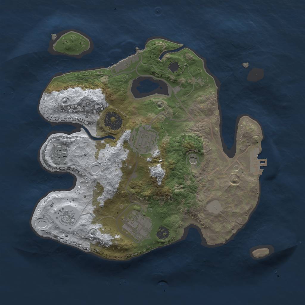 Rust Map: Procedural Map, Size: 2500, Seed: 1050317744, 12 Monuments