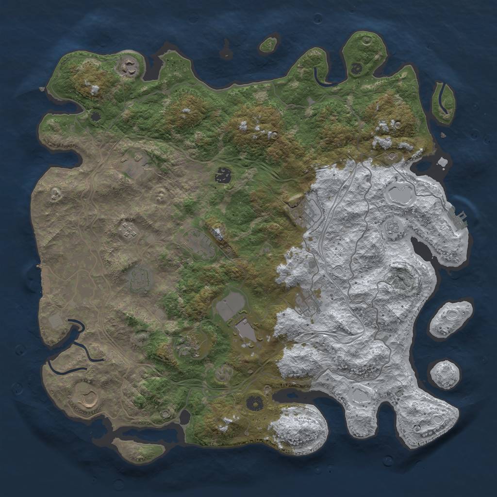 Rust Map: Procedural Map, Size: 4500, Seed: 1409490002, 20 Monuments