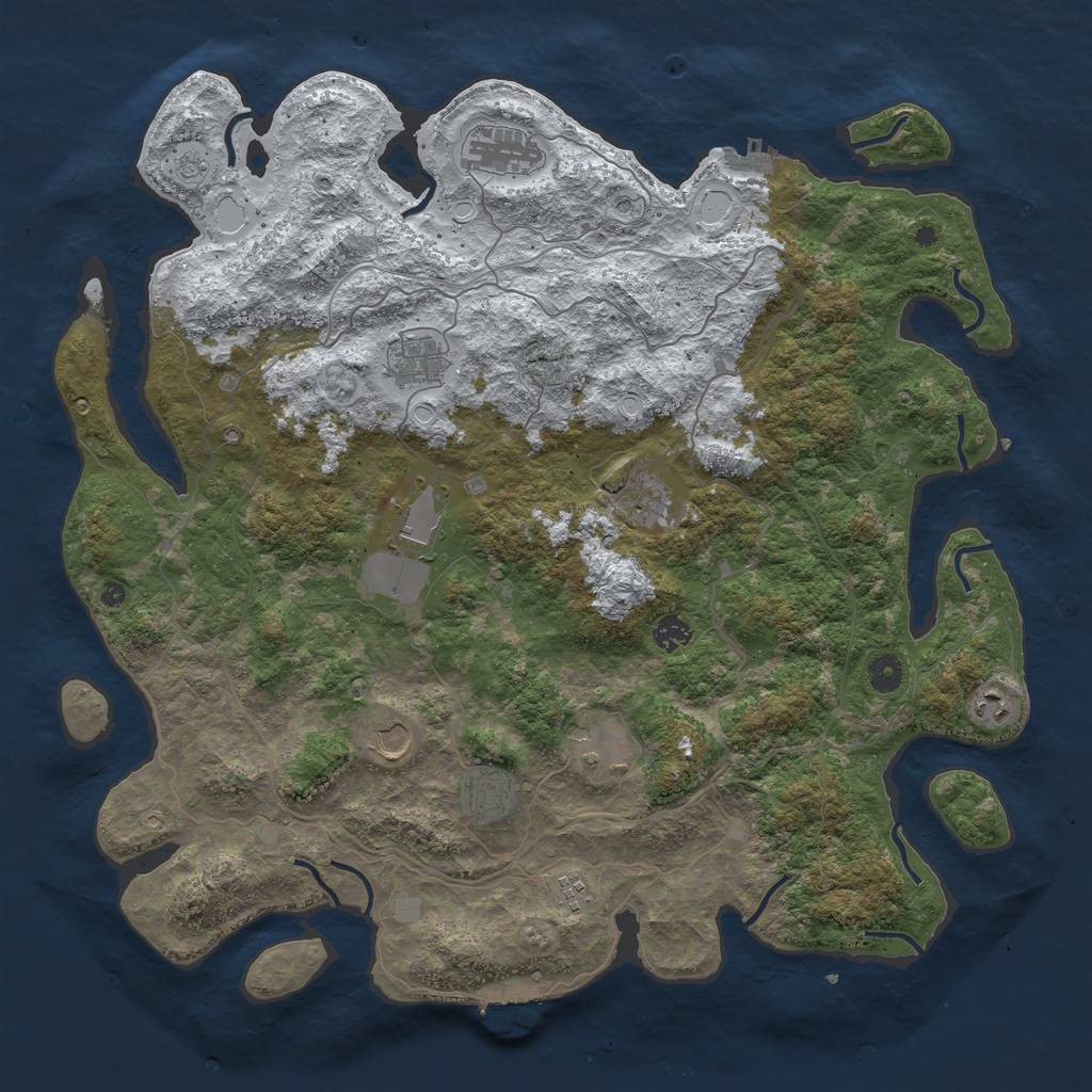Rust Map: Procedural Map, Size: 4500, Seed: 1438718, 19 Monuments