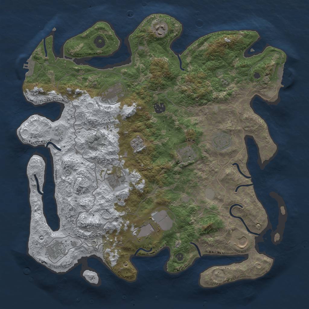 Rust Map: Procedural Map, Size: 4001, Seed: 457182423, 19 Monuments