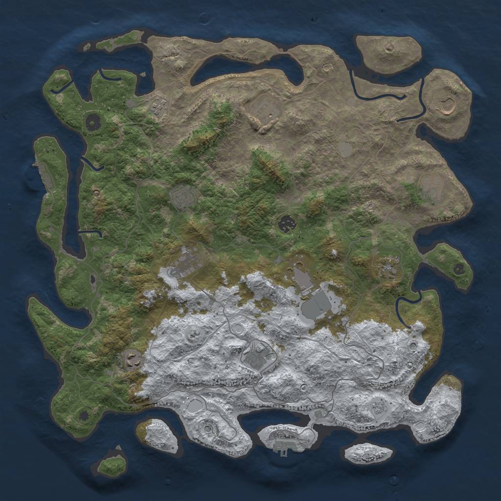Rust Map: Procedural Map, Size: 4500, Seed: 6258080, 20 Monuments