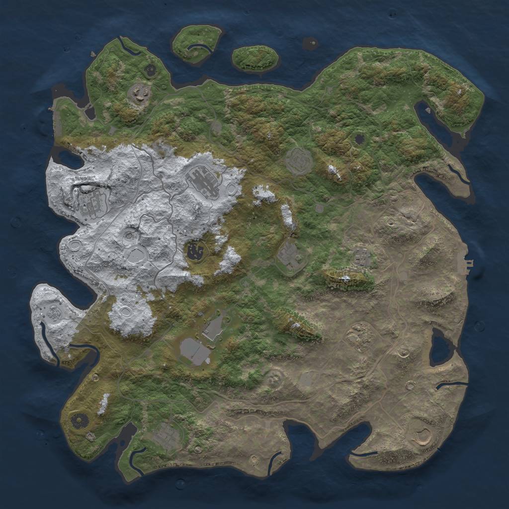 Rust Map: Procedural Map, Size: 4500, Seed: 2802503, 20 Monuments