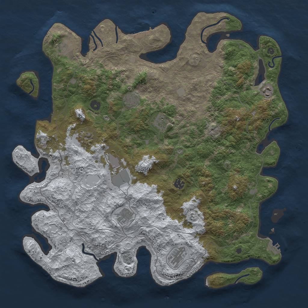 Rust Map: Procedural Map, Size: 4500, Seed: 2234745, 19 Monuments