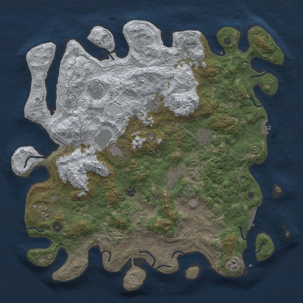Rust Map: Procedural Map, Size: 4500, Seed: 3497647, 18 Monuments
