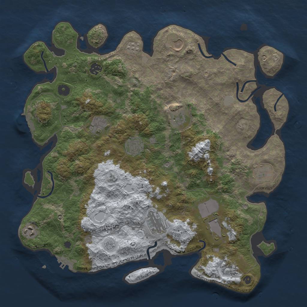 Rust Map: Procedural Map, Size: 3950, Seed: 905880223, 20 Monuments