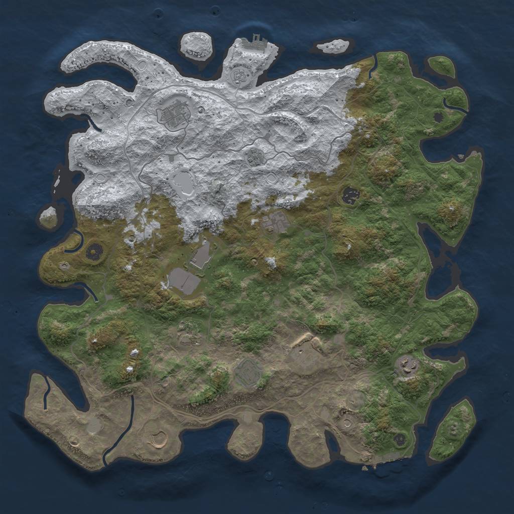 Rust Map: Procedural Map, Size: 4500, Seed: 6161117, 19 Monuments