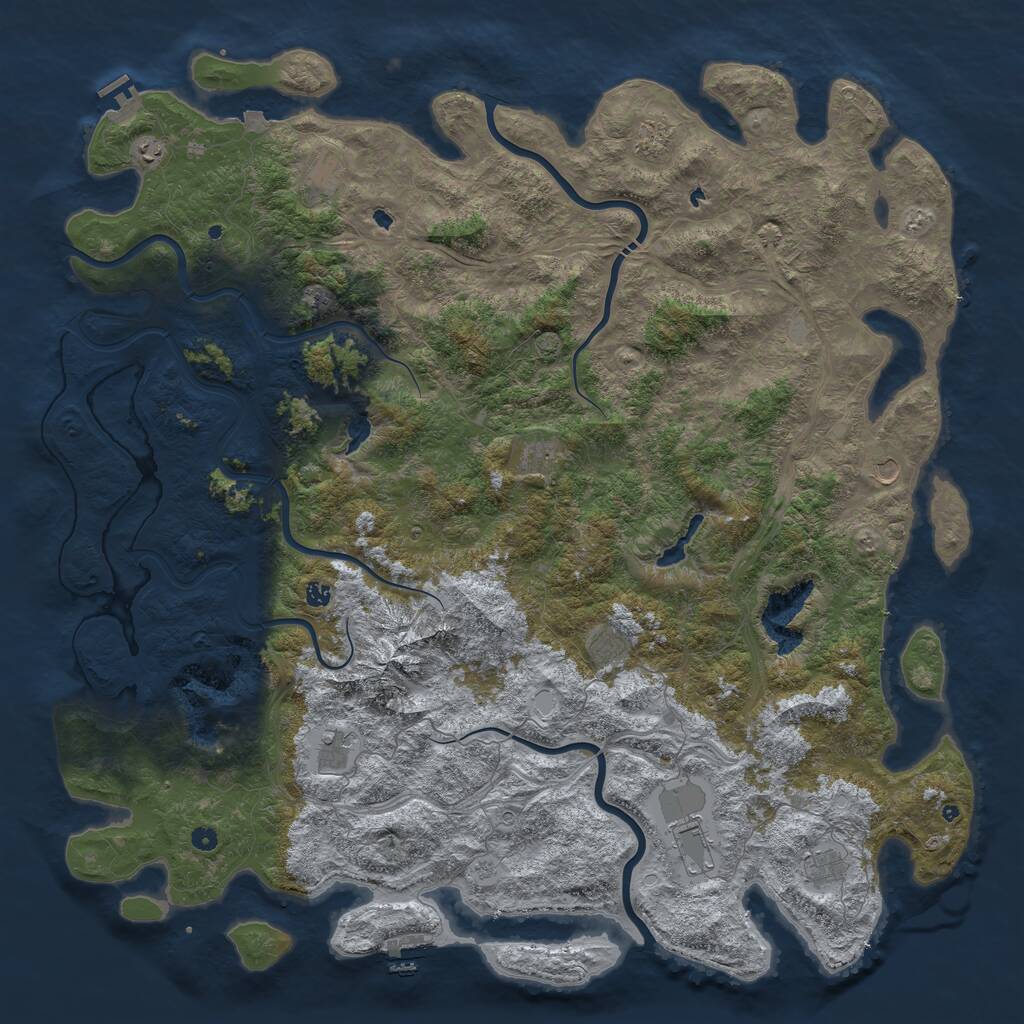 Rust Map: Procedural Map, Size: 6000, Seed: 31866, 17 Monuments