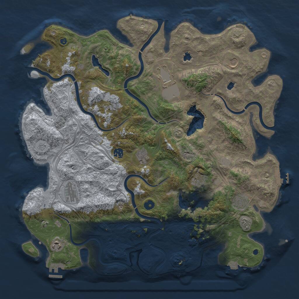 Rust Map: Procedural Map, Size: 4500, Seed: 803441, 16 Monuments