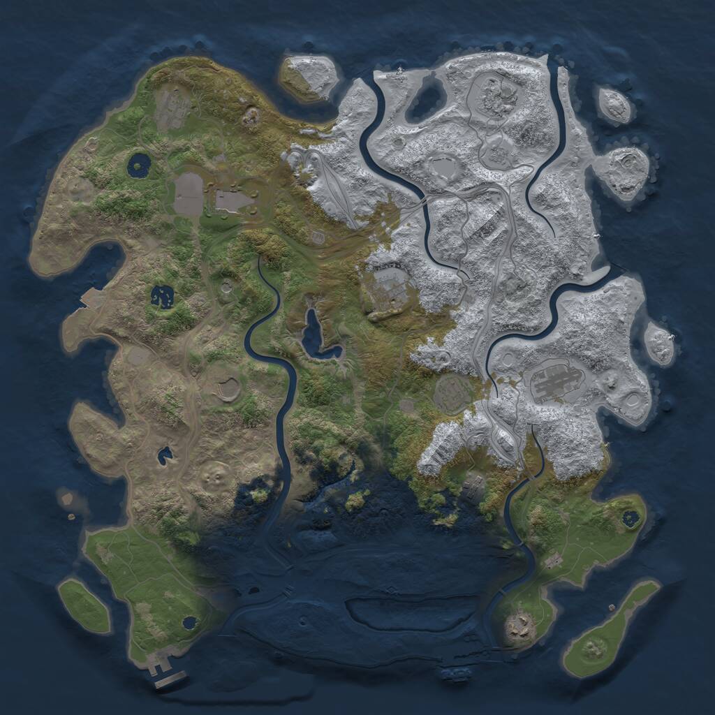 Rust Map: Procedural Map, Size: 4400, Seed: 915893, 16 Monuments
