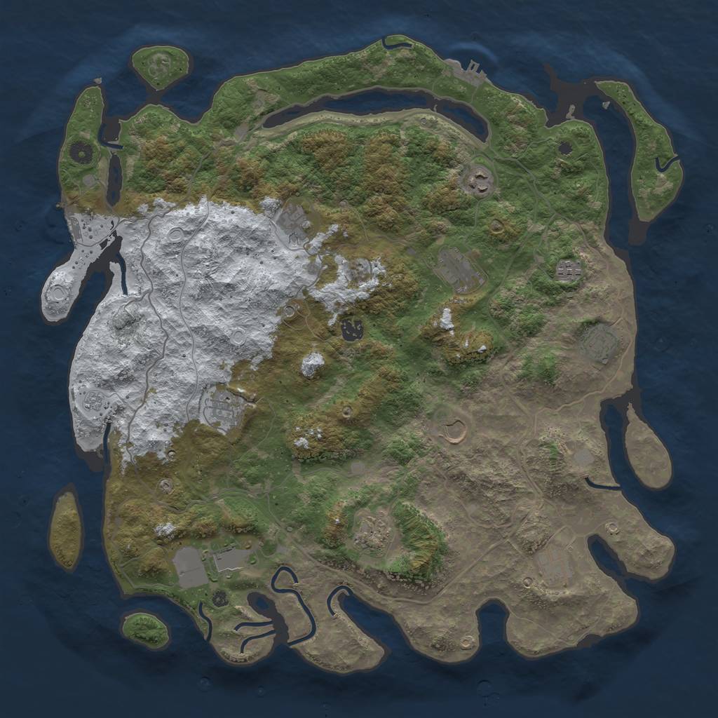 Rust Map: Procedural Map, Size: 4600, Seed: 2, 20 Monuments