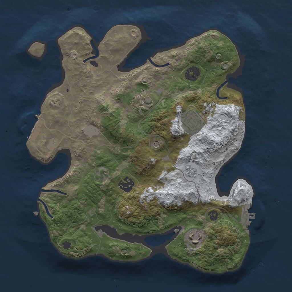 Rust Map: Procedural Map, Size: 3000, Seed: 84123966, 13 Monuments